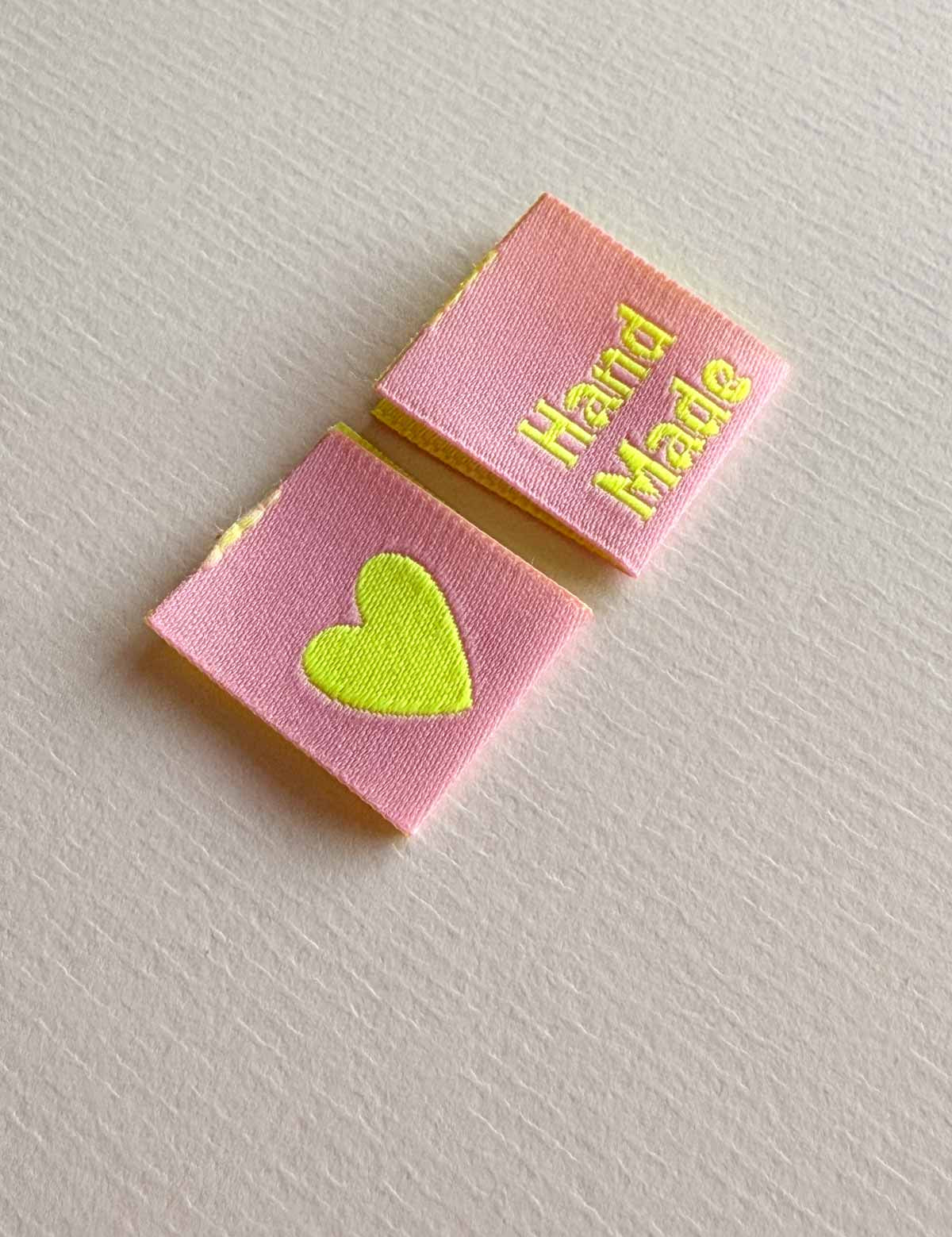 Hand Made Hearts Peach | Geweven naailabel
