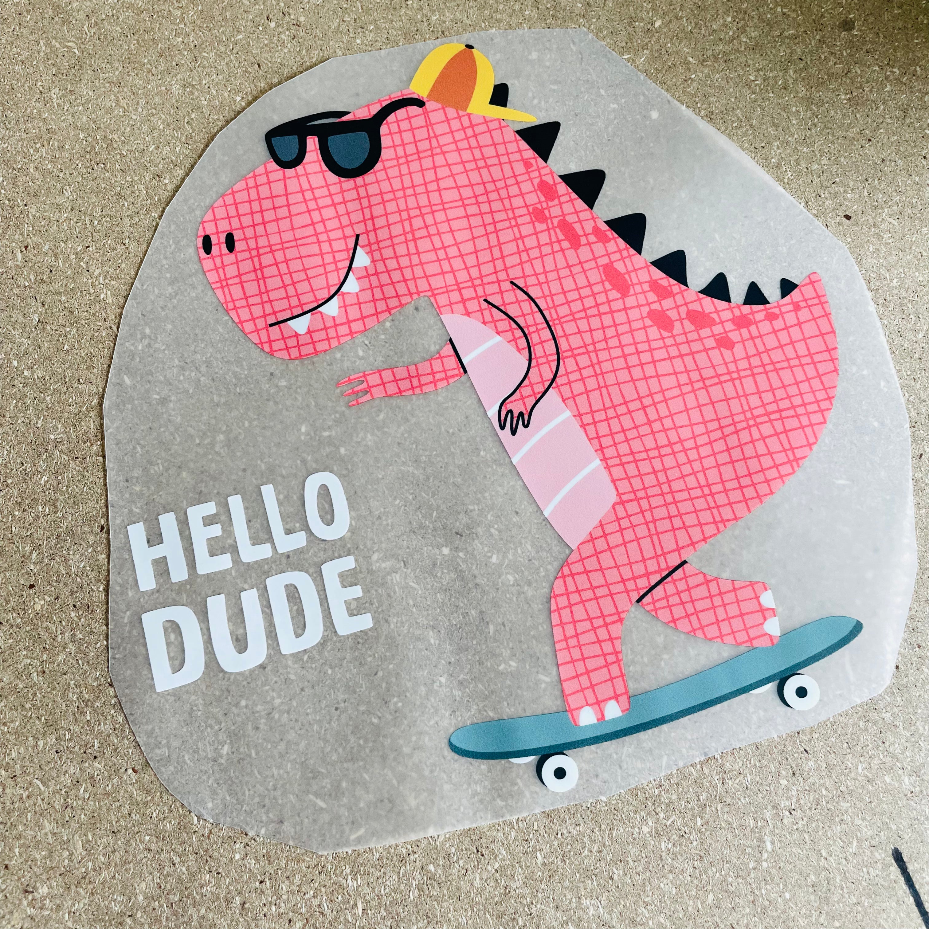 Hello Dude Red Dino - Boys Kleding Transfers