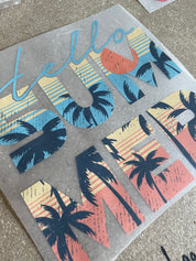 Hello Summer - Blue Summer Kleding Transfer