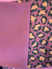 65cm CouponLeopard Ruby + 30cm boordstof  - French Terry