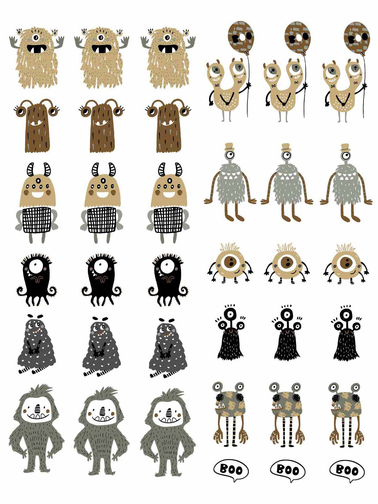 Monsters Beige -  Fabric Frenzy