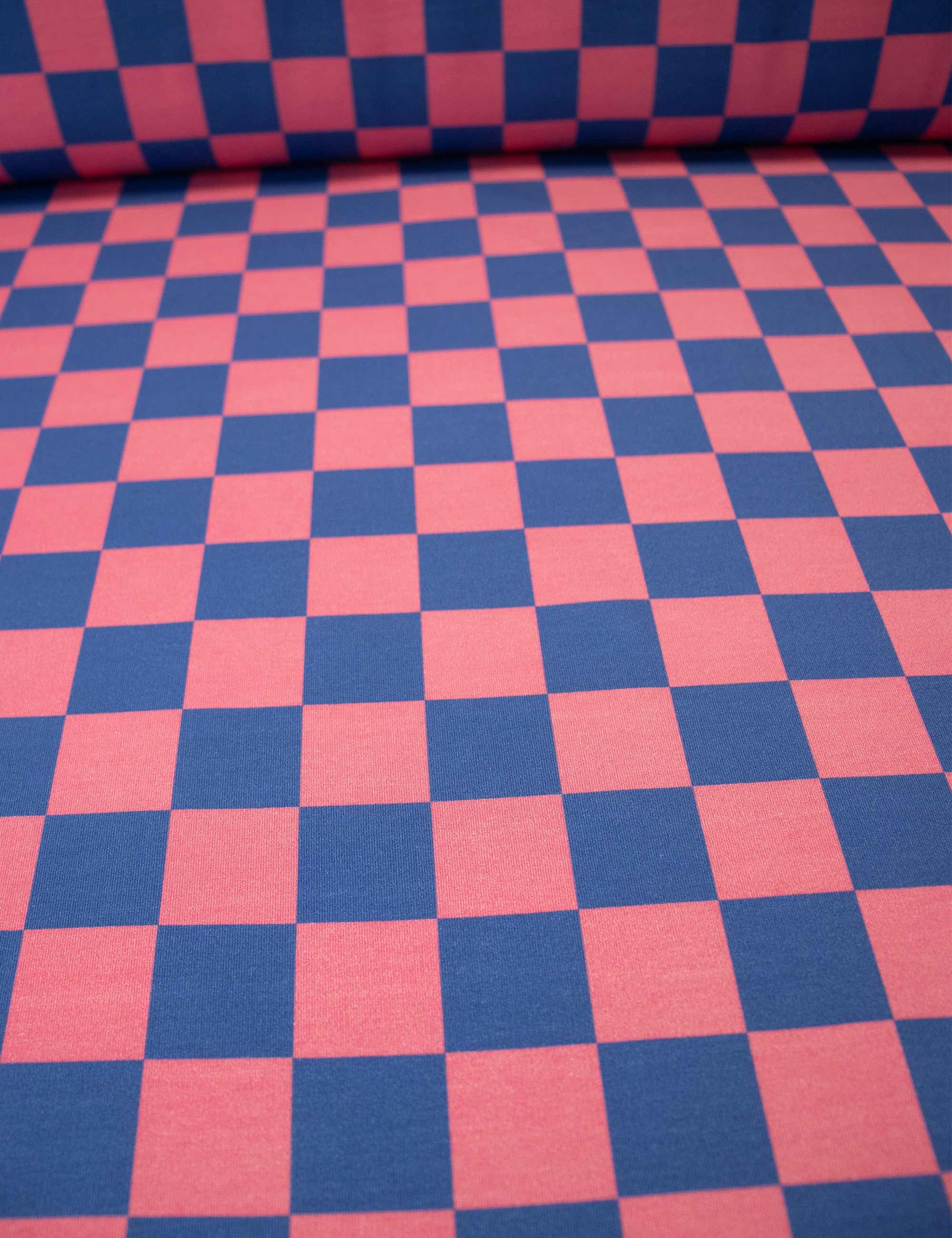 Rhino Blue & Berry Bold Check | French Terry | 170 cm breed