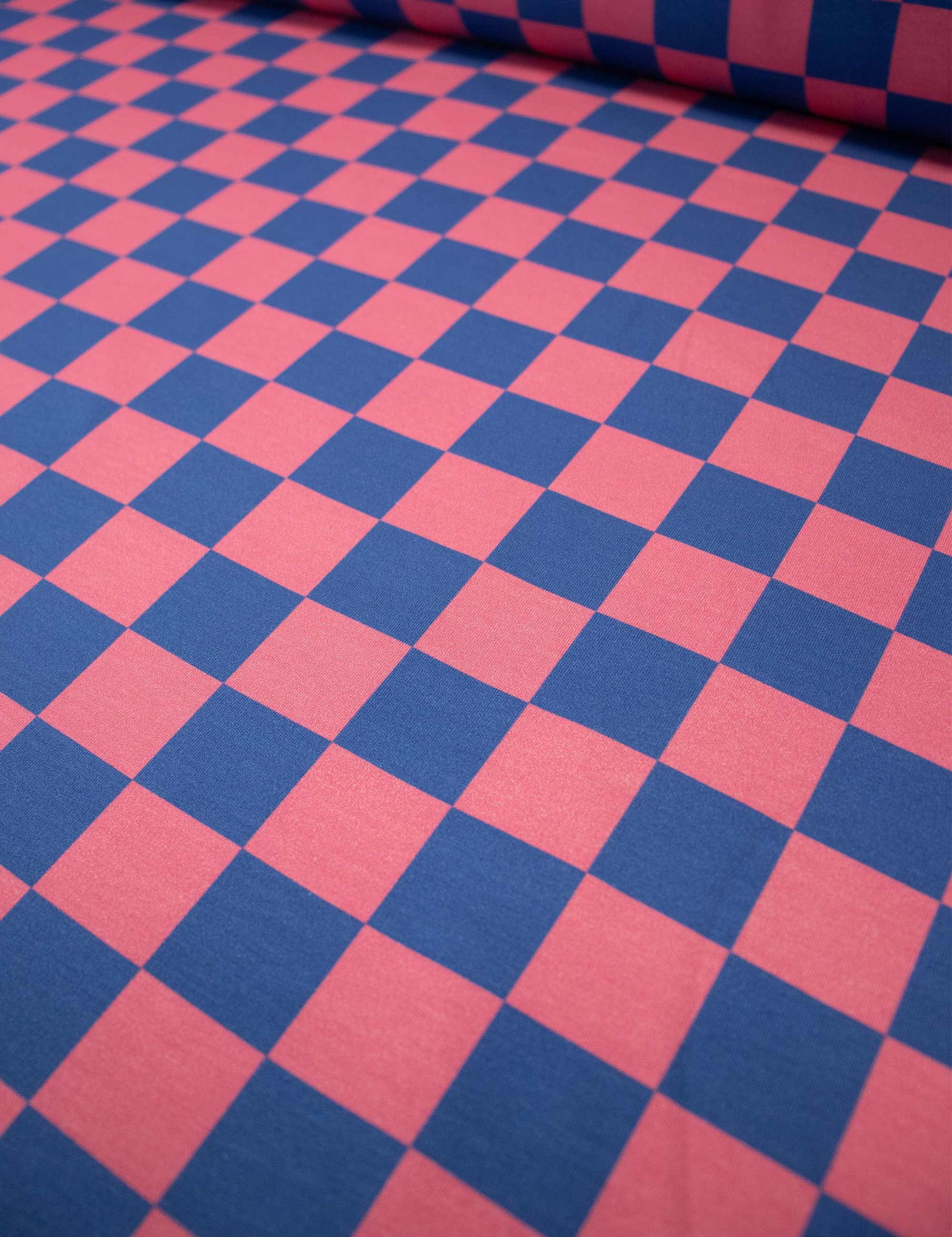 Rhino Blue & Berry Bold Check | French Terry | 170 cm breed