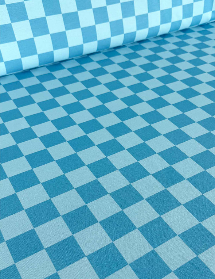 French Terry Voltage Blue Checker