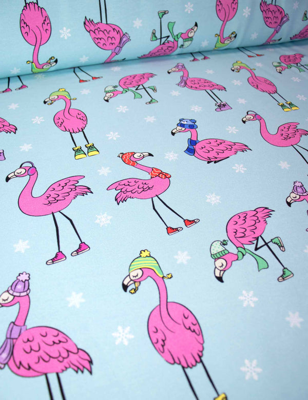 Winter Flamingo Aqua Island | French Terry | 170 cm breit