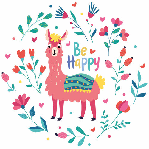 Be Happy 2 - Funny Lama | Strijktransfer