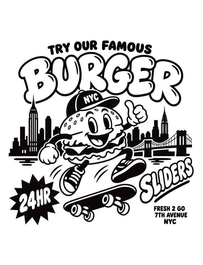 Burger Diner — Black DTF-strijktransfer uit Snack Attack