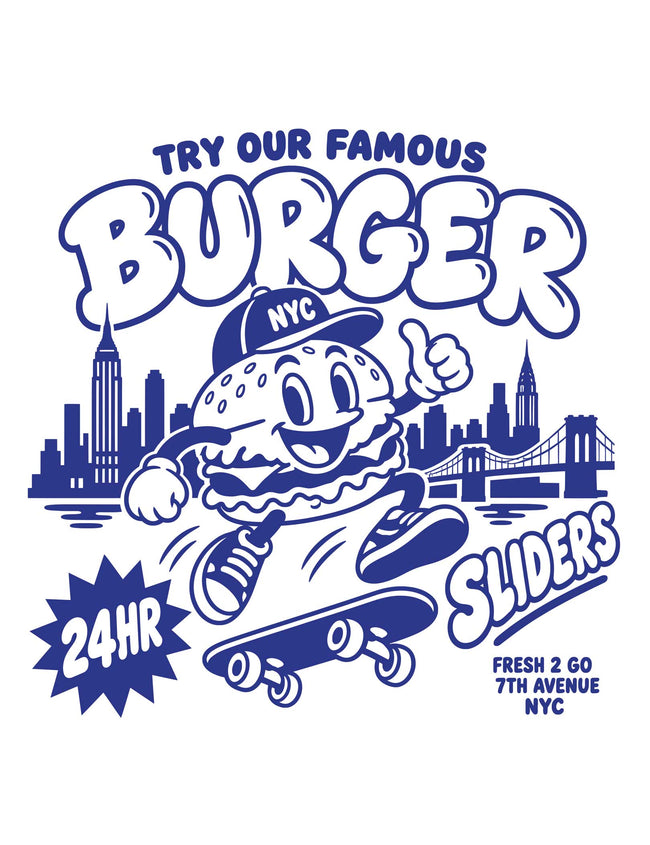 Burger Diner — Blue DTF-strijktransfer uit Snack Attack