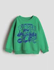 Burger Diner — Blue strijktransfer op een trui – inspiratievoorbeeld
