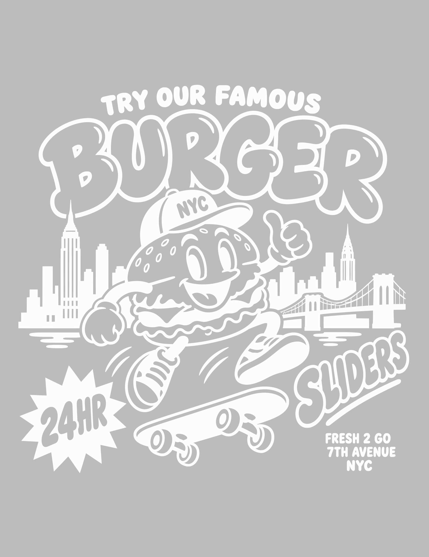 Burger Diner — White DTF-strijktransfer uit Snack Attack