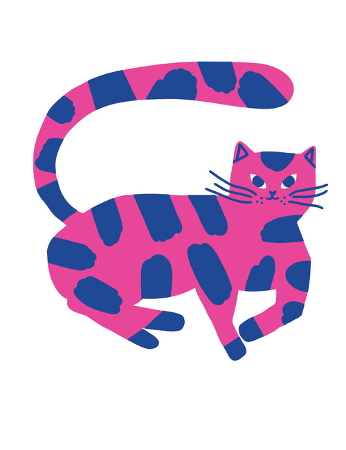 Katze Pink Blau | Bügelbild
