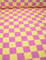 Bubble Pink & Lemon Haze Check | French Terry | 170 cm breed