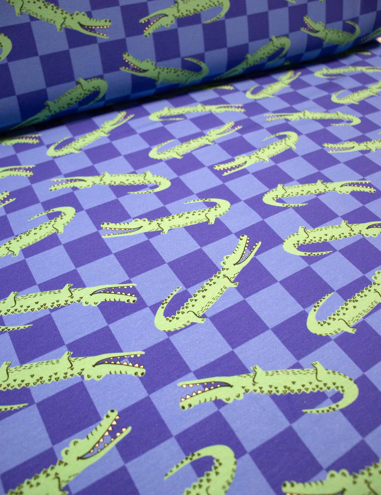 Croco Crew Blue Check | French Terry | 170 cm breed