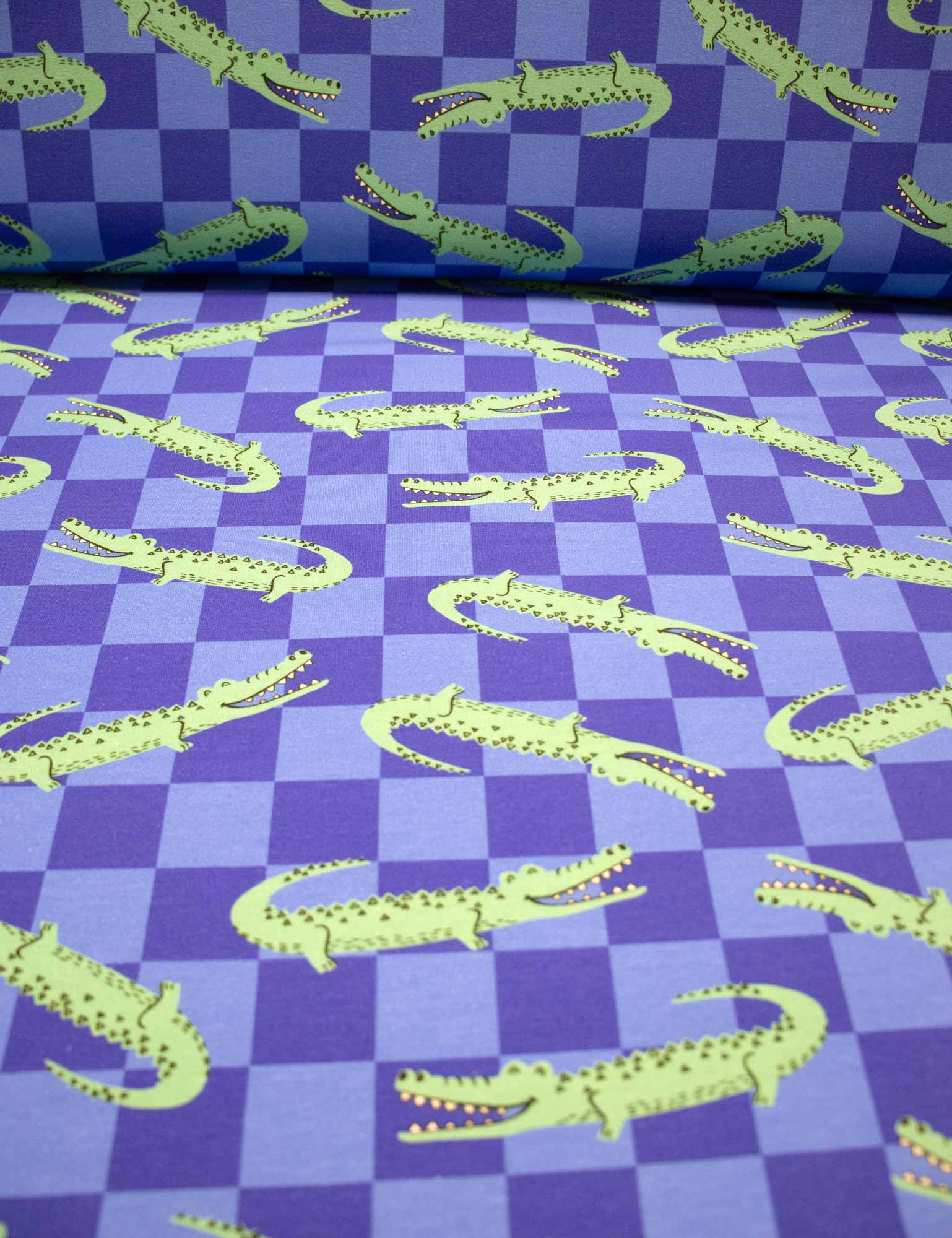 Croco Crew Blue Check | French Terry | 170 cm breed