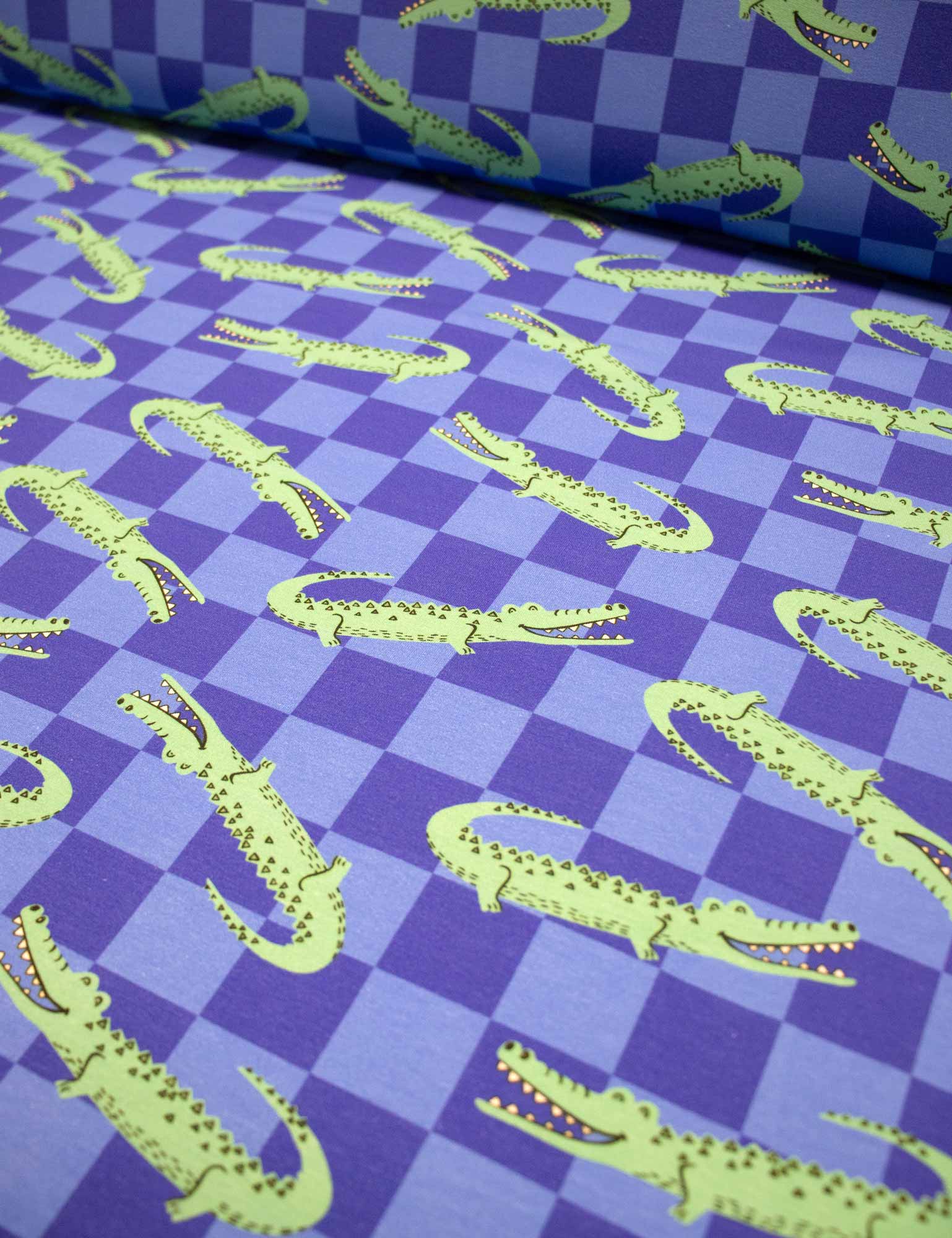 Croco Crew Blue Check | French Terry | 170 cm breed