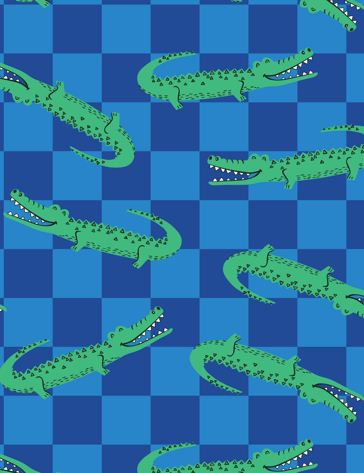 Croco Crew Blue Check | French Terry | 170 cm breed