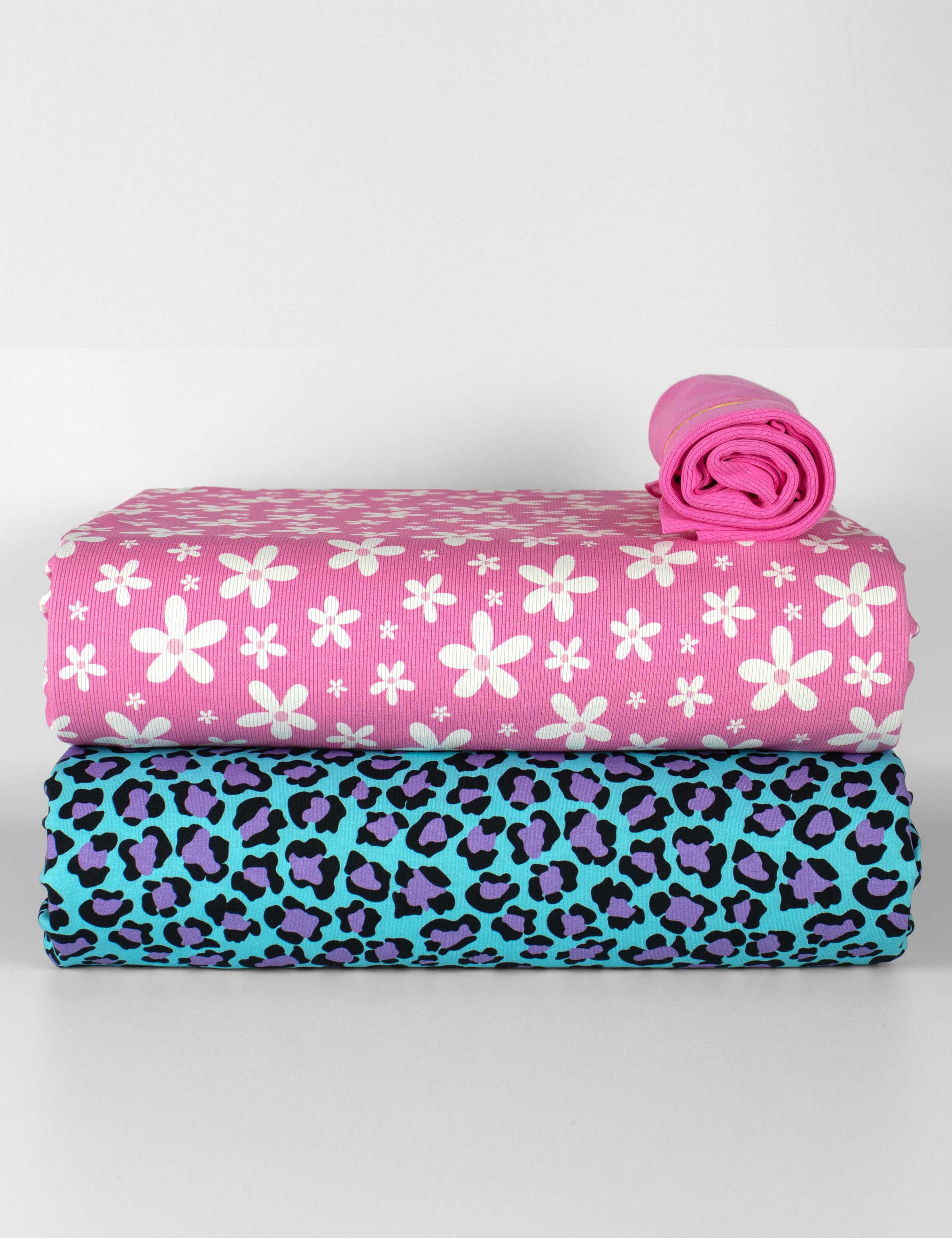 Daisy Pop Bubble Pink | Rib tricot | 125cm breed