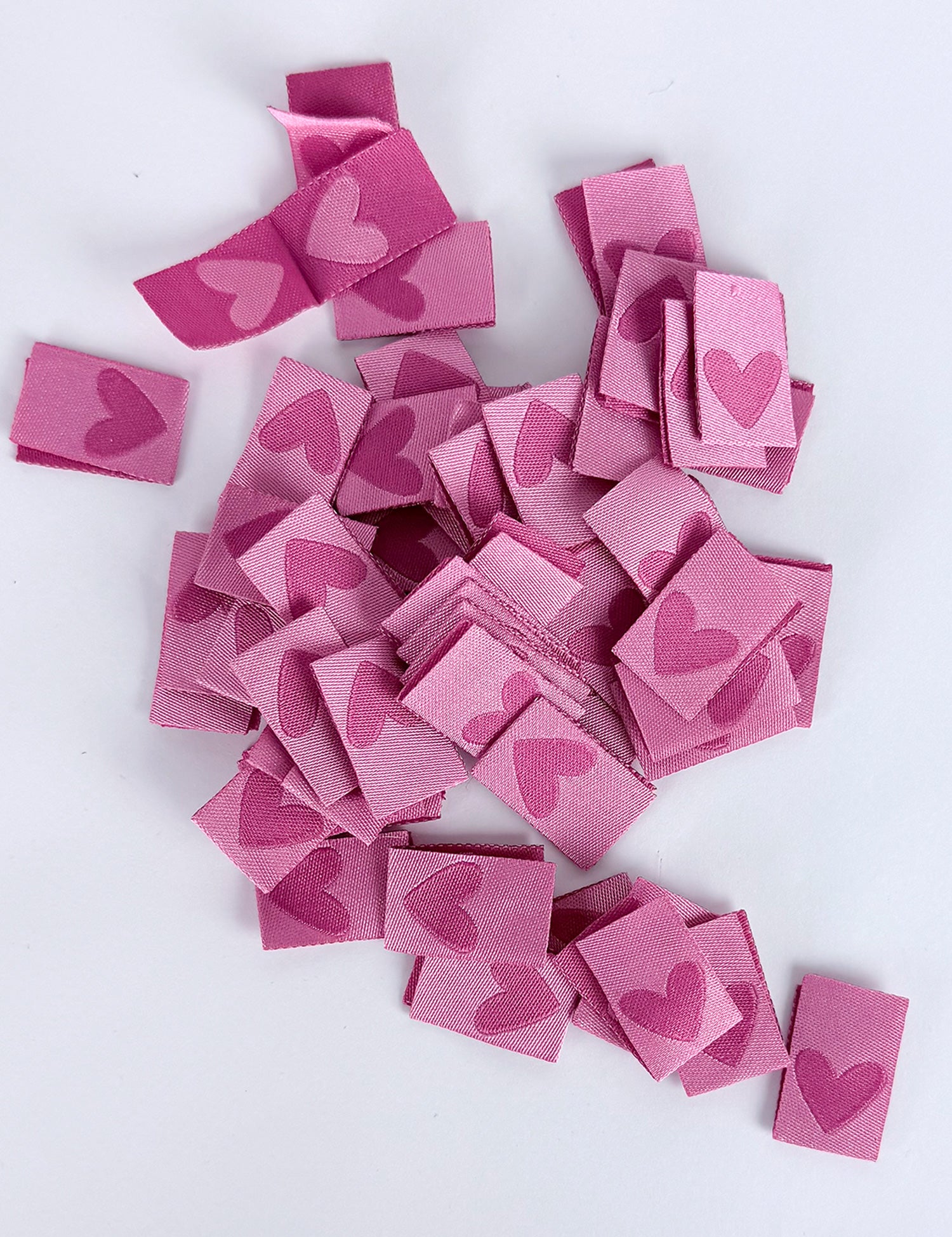 Double Heart Berry Geweven Label | Roze & Berry