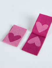 Double Heart Berry Geweven Label | Roze & Berry