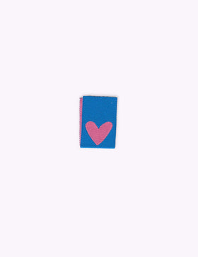 Double Heart Blue | Étiquette tissée à coudre
