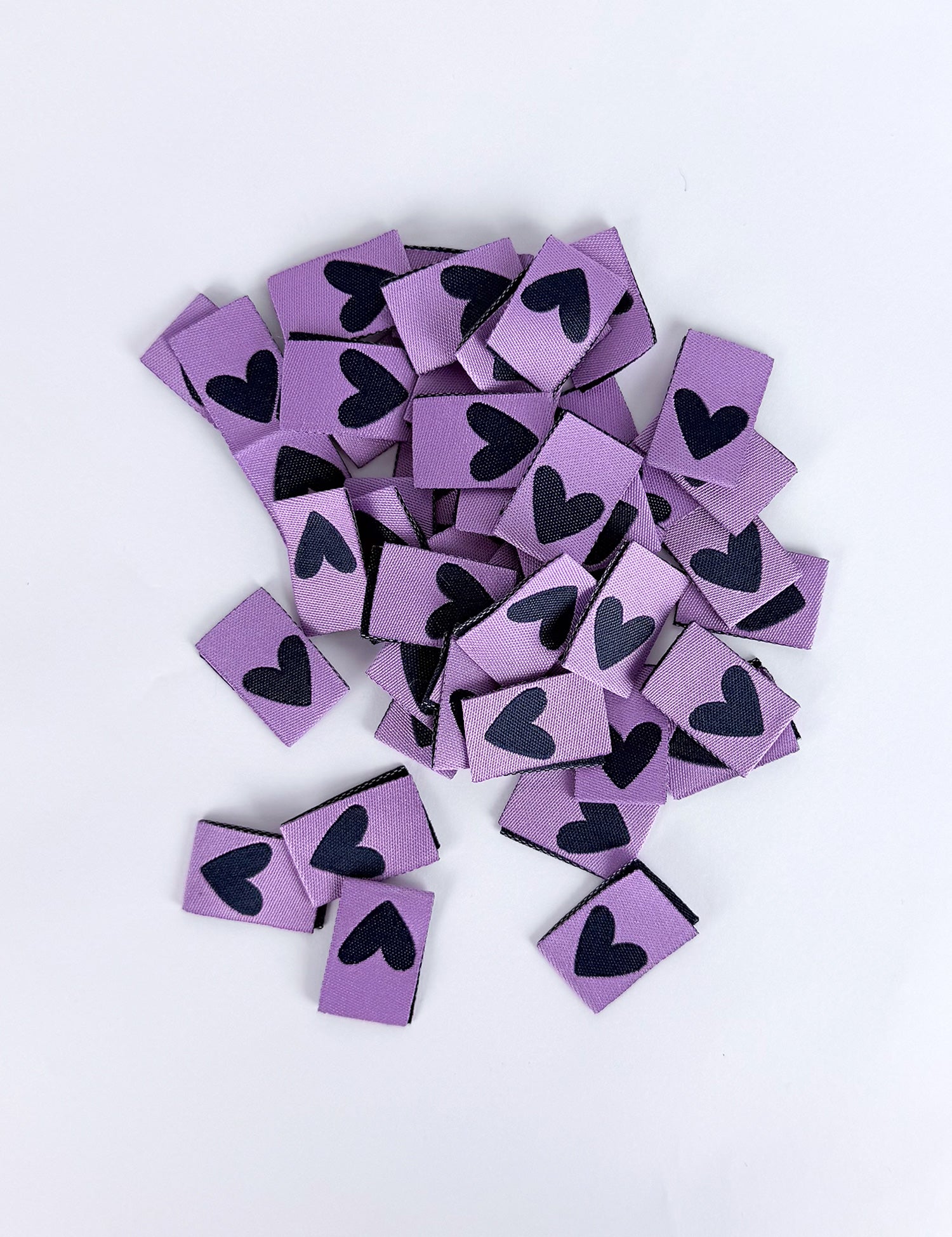 Double Heart Lilac Geweven Label | Lilac & Blue