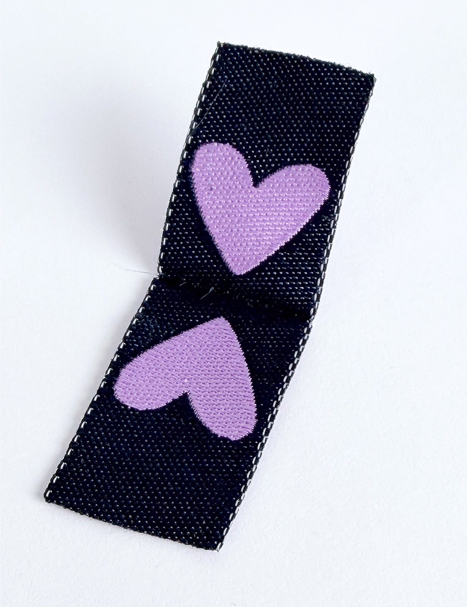 Double Heart Lilac Geweven Label | Lilac & Blue