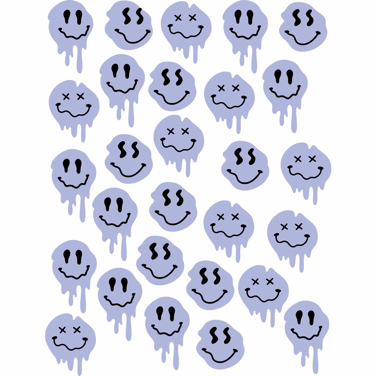 Drip Smileys Ice Blue -  Fabric Frenzy
