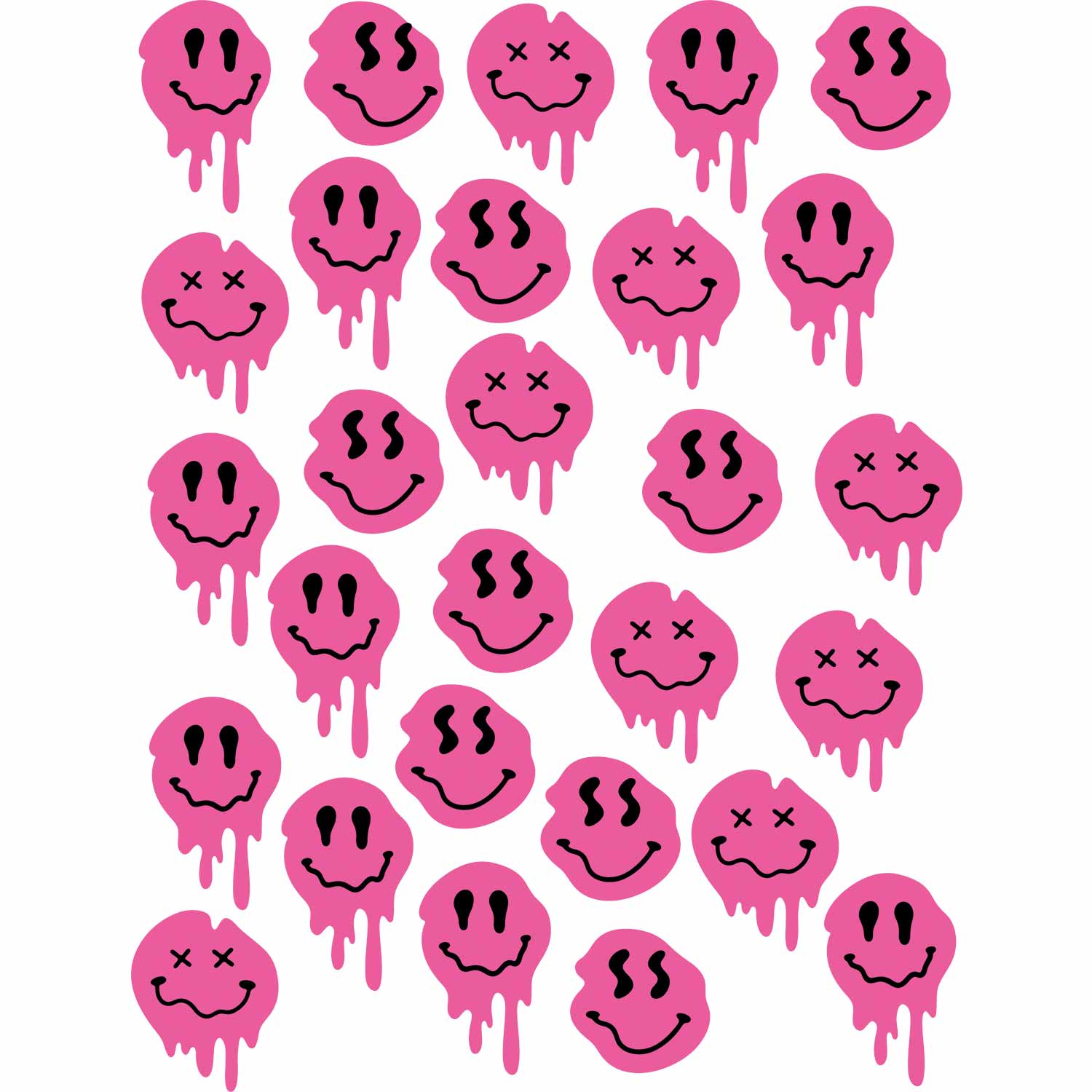 Drip Smileys Pink -  Fabric Frenzy