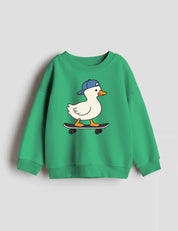 Skater Duck strijktransfer op een trui – inspiratievoorbeeld