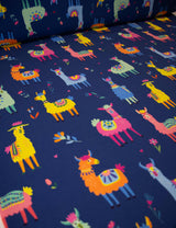 Happy Llamas Rhino Blue | French Terry | 170 cm breit