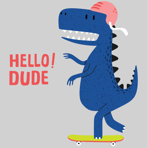 Hello Dude Blue Dino | Strijktransfers