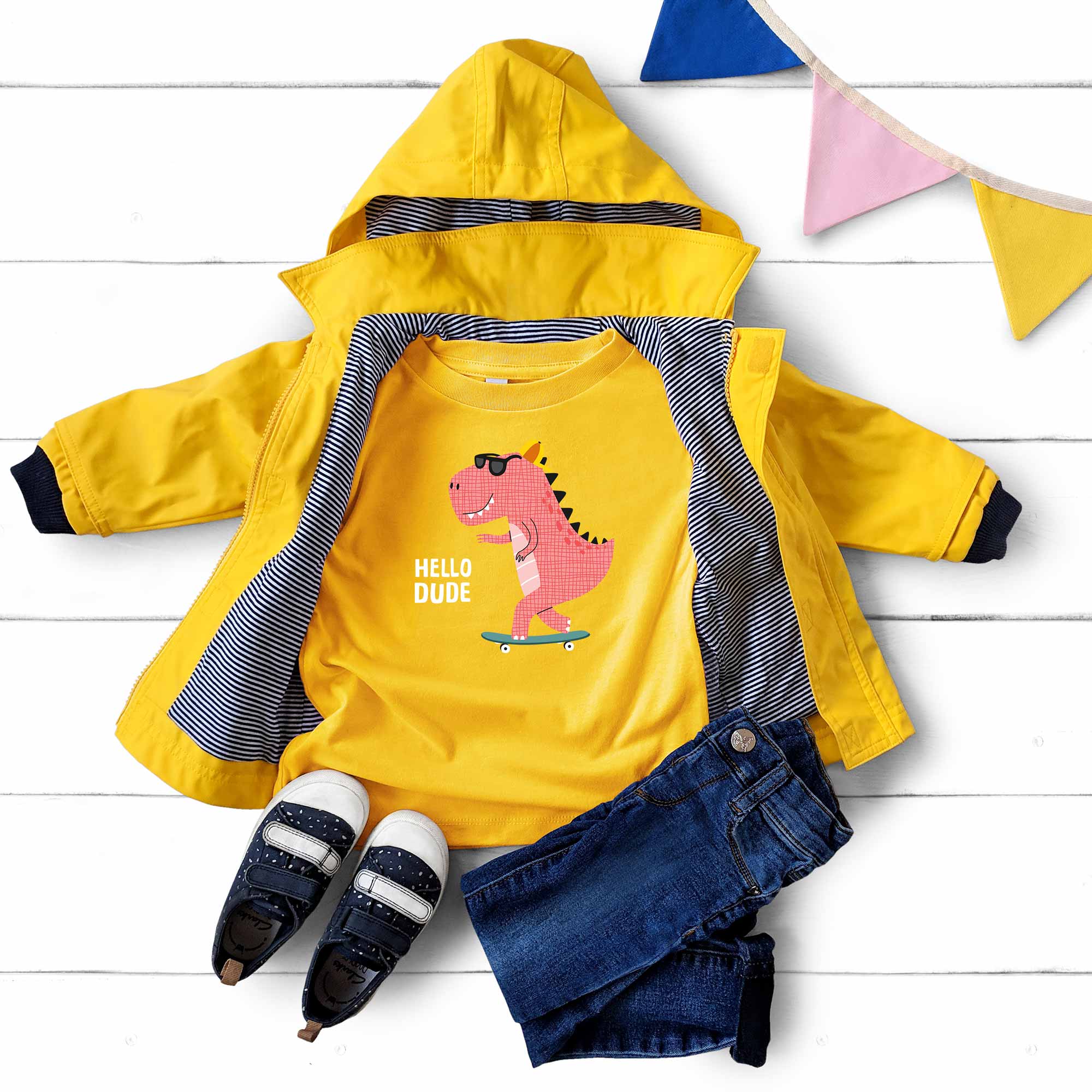 Hello Dude Red Dino - Boys Kleding Transfers