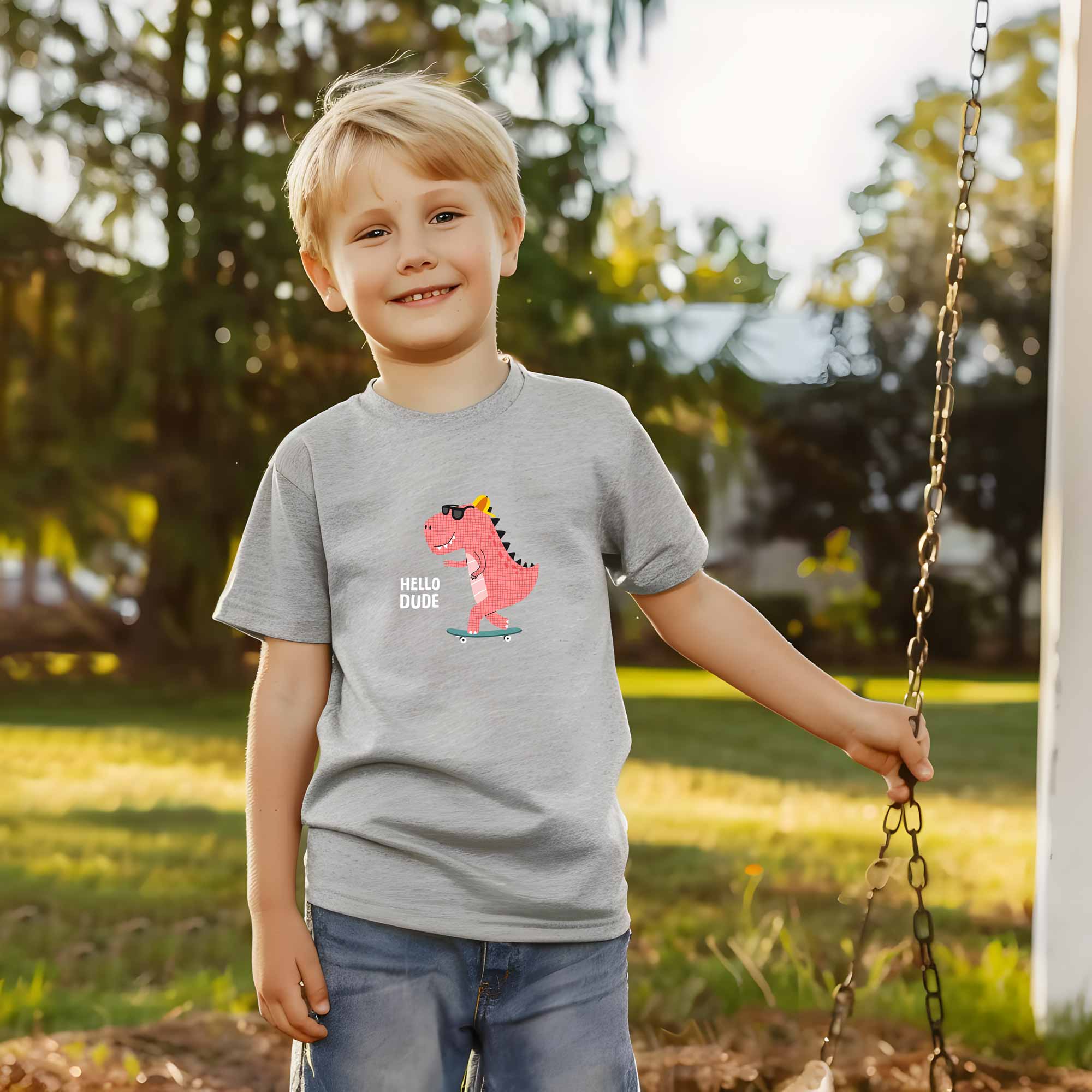 Hello Dude Red Dino - Boys Kleding Transfers