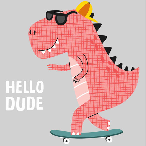 Hello Dude Red Dino | Strijktransfers