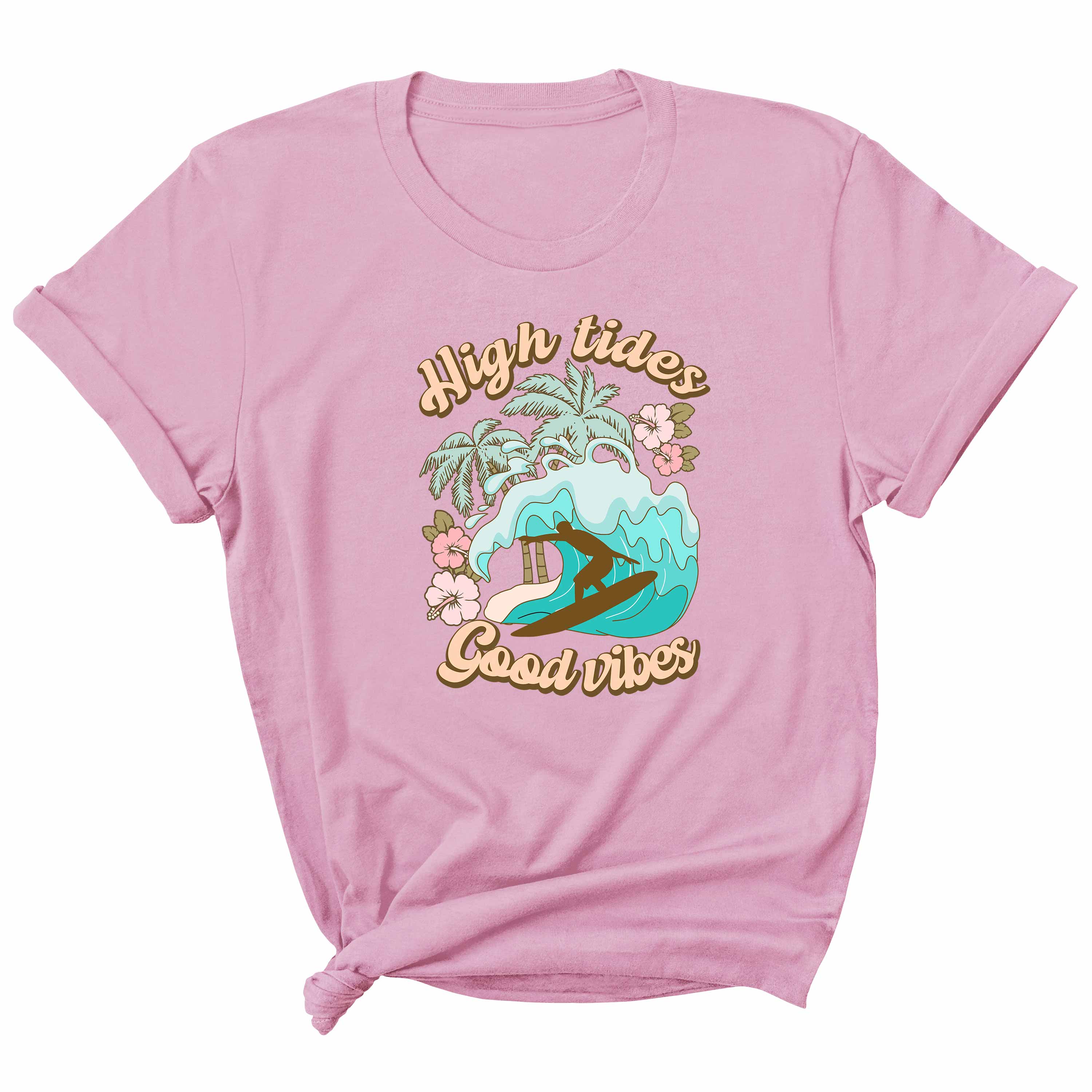 High Tides Good Vibes - Pastel Summer Kleding Transfer