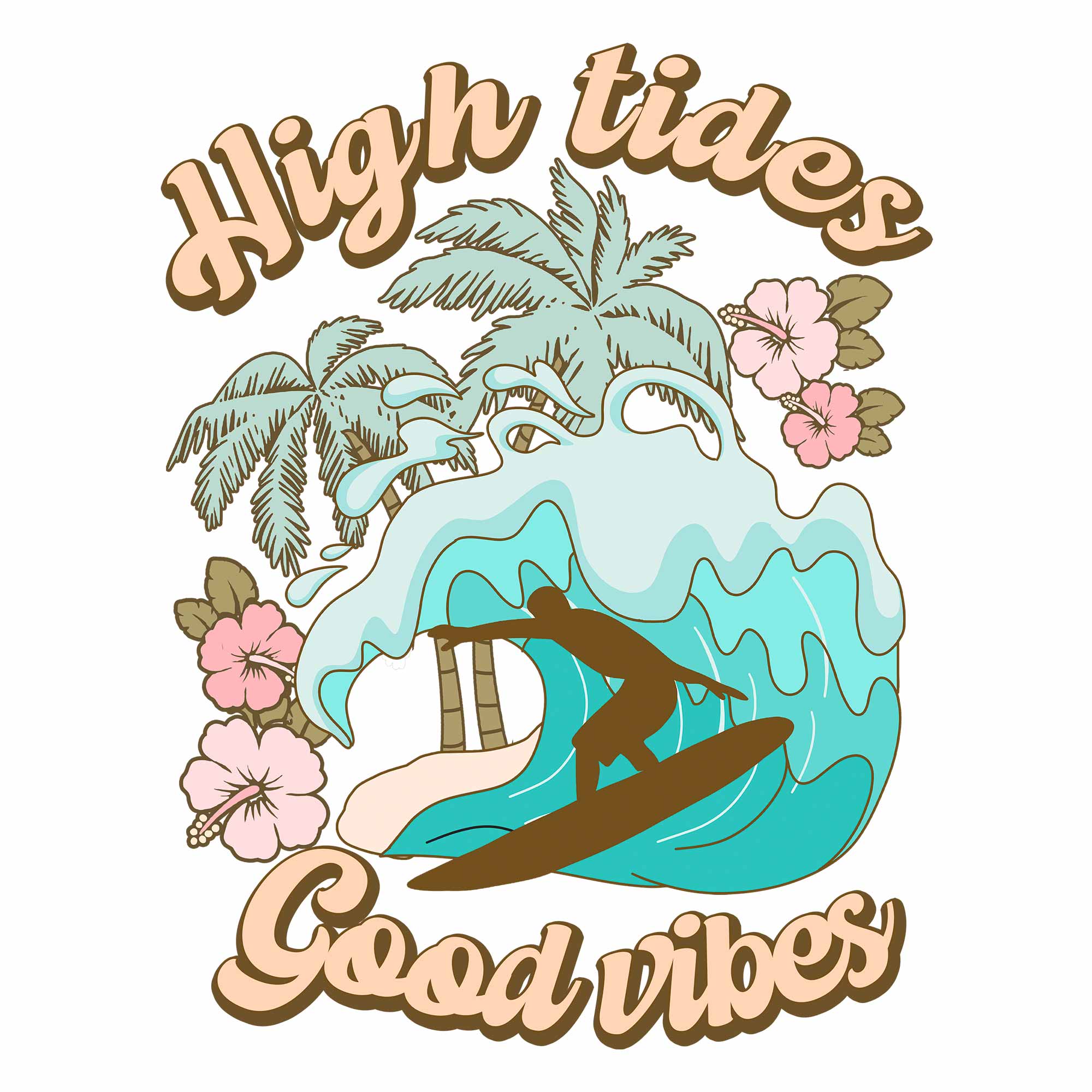 High Tides Good Vibes - Pastel Summer Kleding Transfer