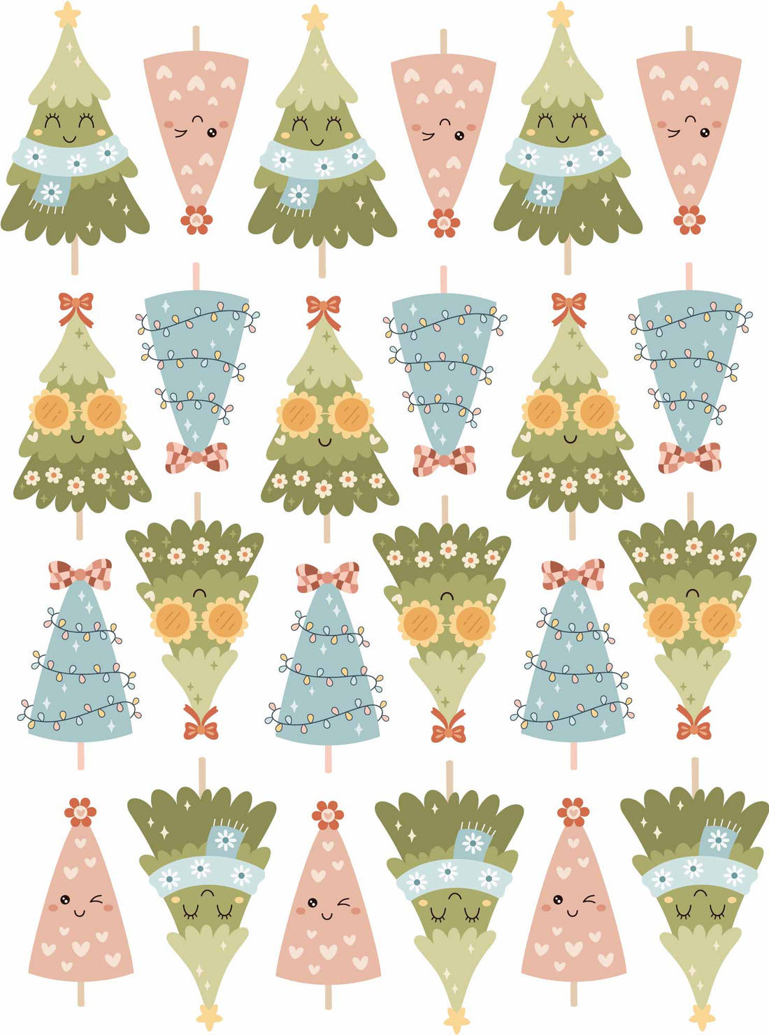 Kerstbomen Girls Groen – All-over transfervel