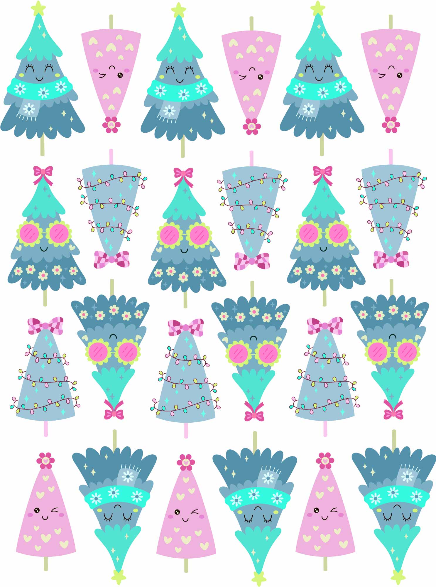 Kerstbomen Girls Roze - Fabric Frenzy