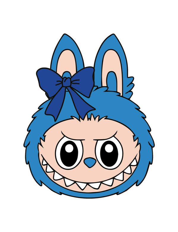 Labubu head Bold Blue – Strijktransfer