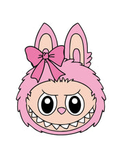 Labubu Head Pink Pearl | Strijktransfer