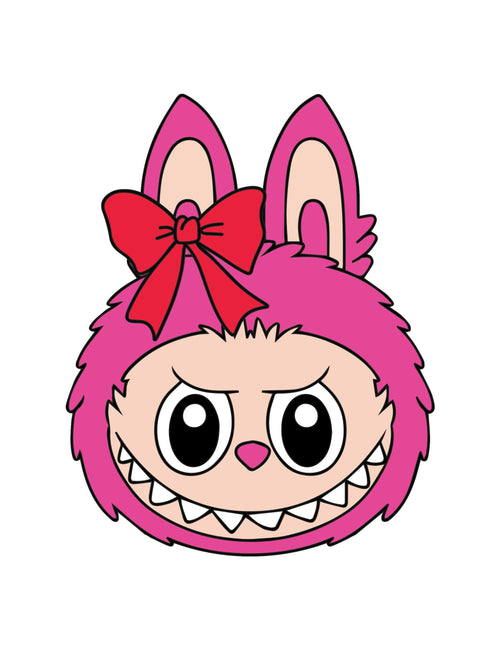 Labubu Head Pink Punch | Strijktransfer