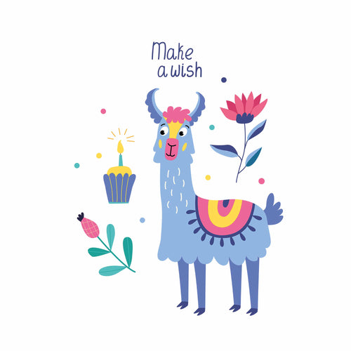 Make a Wish - Funny Lama | Strijktransfer