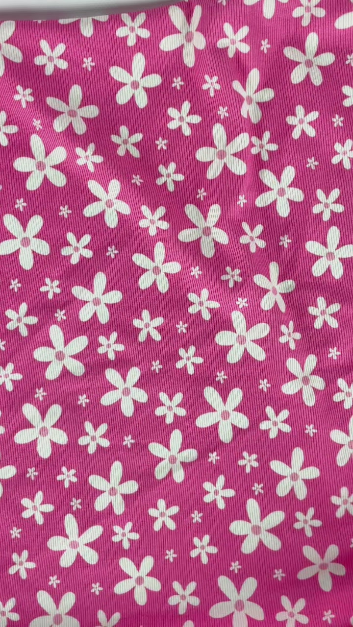 Daisy Pop Bubble Pink | Rib tricot | 125cm breed