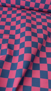 Rhino Blue & Berry Bold Check | French Terry | 170 cm breed