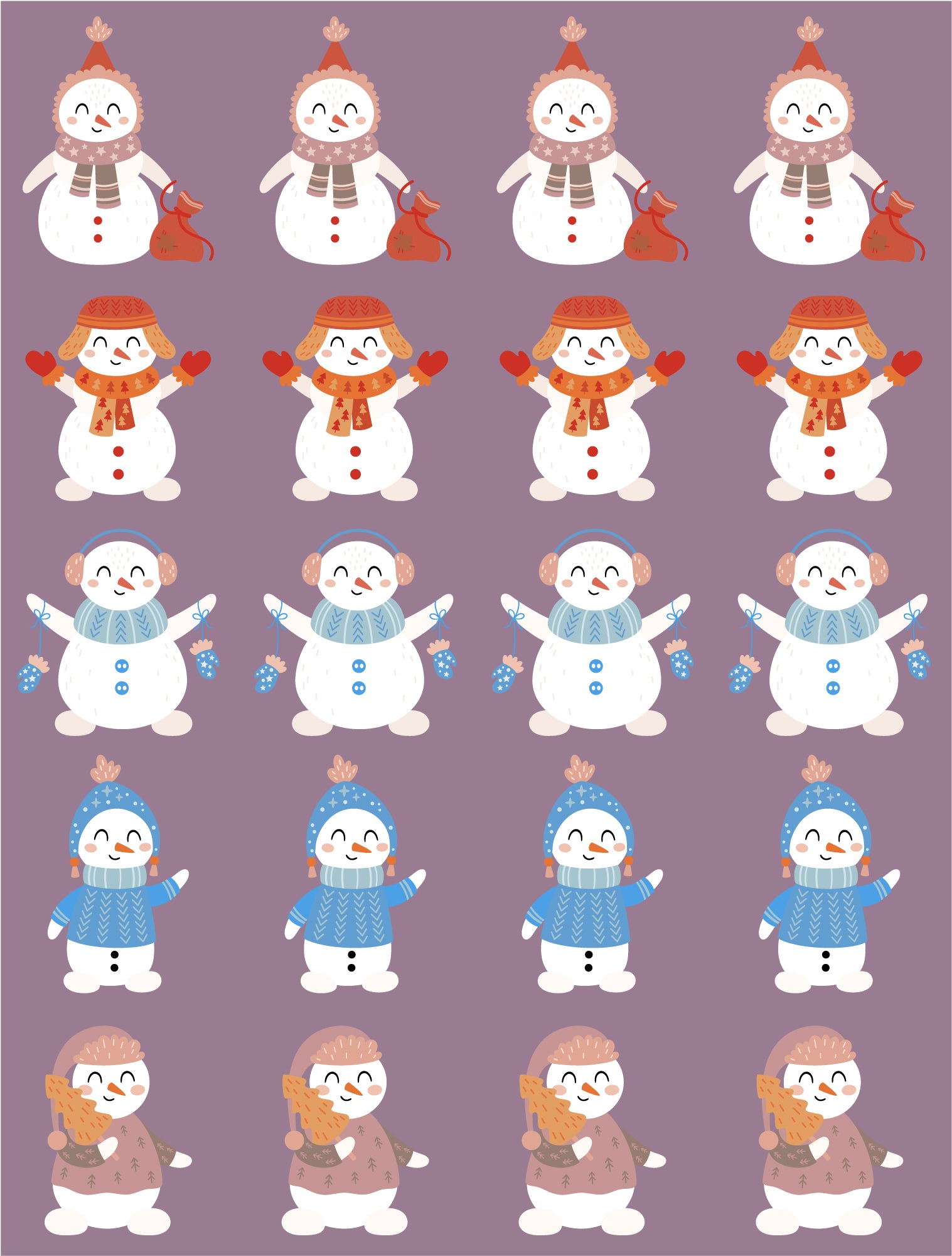 Sneeuwmannen Blauw - Fabric Frenzy