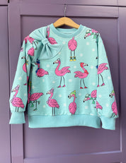 Winter Flamingo Aqua Island | French Terry | 170 cm breit